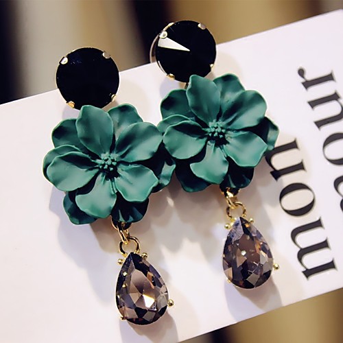 

Women's Black Gemstone Stud Earrings Classic Heart European Earrings Jewelry Black / Green For Holiday Festival 1 set