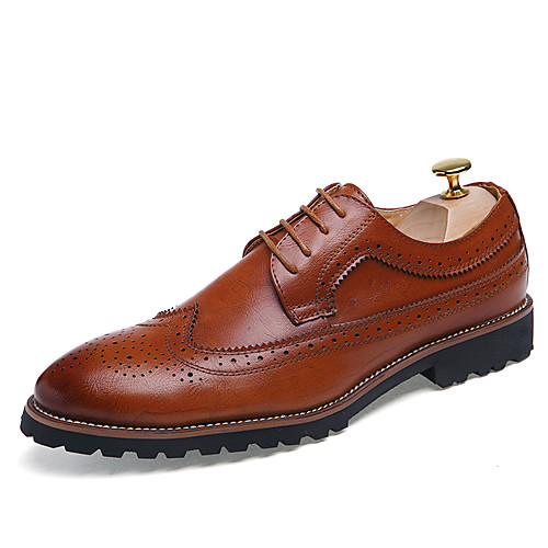 

Men's Oxfords Business Casual Classic Daily Office & Career PU Breathable Non-slipping Shock Absorbing Black Red Brown Fall Winter