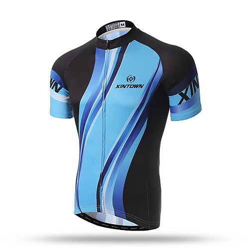 

XINTOWN Men's Short Sleeve Cycling Jersey Black / Blue Bike Top Mountain Bike MTB Road Bike Cycling Breathable Quick Dry Back Pocket Sports Clothing Apparel / Stretchy / Sweat-wicking