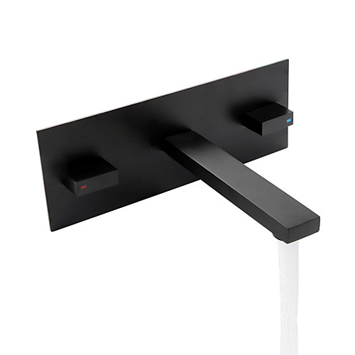 

Bathroom Sink Faucet - Widespread / Premium Design Black Wall Mounted Two Handles One HoleBath Taps