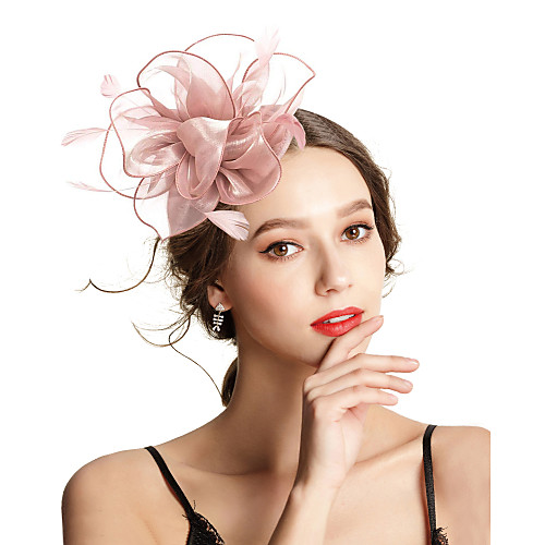 

Polyester / Polyamide Fascinators with Feather / Flower / Solid 1pc Wedding / Special Occasion / Tea Party Headpiece