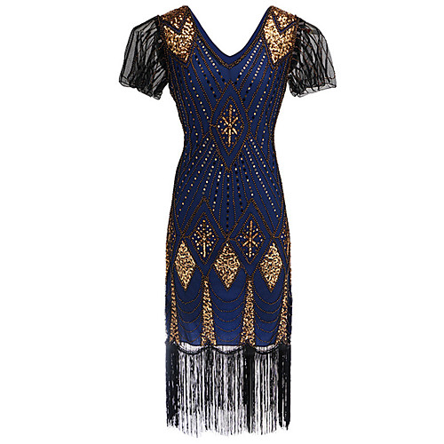 

The Great Gatsby Charleston Roaring 20s 1920s Vintage Vacation Dress Flapper Dress Dress Prom Dress Women's Sequins Costume Golden / RedGolden / Blue Vintage Cosplay Party Homecoming Prom Short