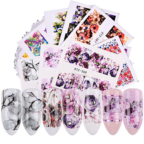 

40 pcs Water Transfer Sticker Flower / Daisy nail art Manicure Pedicure New Design / Best Quality / High quality, formaldehyde free Tropical / Sweet Christmas / Party / Evening / Masquerade