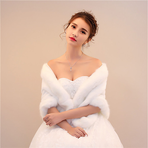 

Sleeveless Shawls Faux Fur / Cotton Wedding / Party / Evening Women's Wrap With Solid / Fur