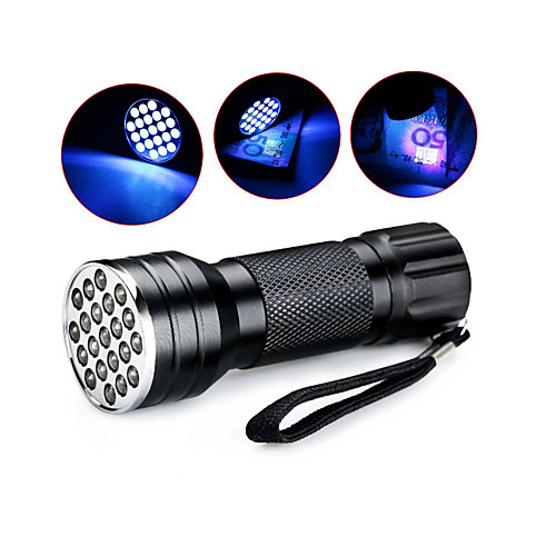 

D12UV-1-0-2 LED Flashlights / Torch Black Light Flashlights / Torch Handheld Flashlights / Torch Waterproof LED 5mm Lamp 21 Emitters 1 Mode Waterproof Ultraviolet Light Camping / Hiking / Caving