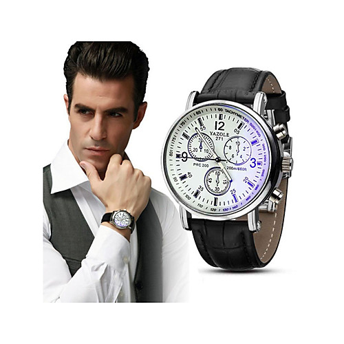 

Men's Wrist Watch Quartz Leather Black / Blue / Brown Chronograph Creative Casual Watch Analog Bangle Fashion - Brown black Blue Black / White One Year Battery Life