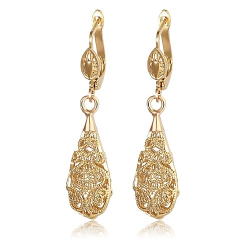 

Women's Hollow Out Long Drop Earrings - Ladies Baroque Jewelry Gold For Date Festival 1 Pair