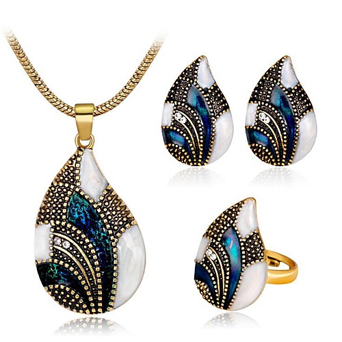 

Women's Blue Synthetic Aquamarine Vintage Necklace Retro Drop Ladies Vintage Elegant fancy Earrings Jewelry Gold / Silver For Party Daily 1 set