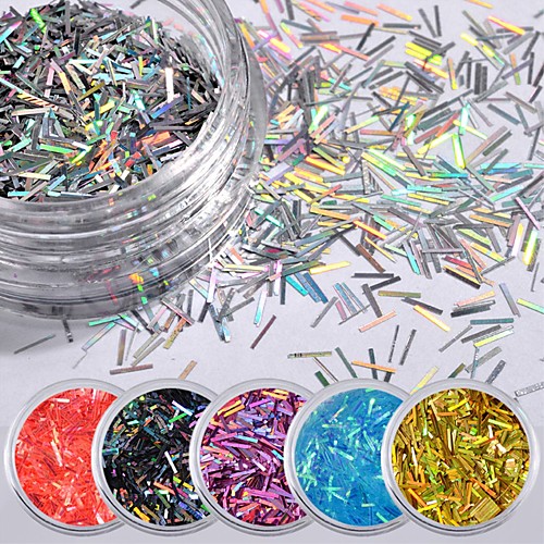 

6 pcs PVC(PolyVinyl Chloride) New Design Slim design Color Changing Fashion French Special Occasion Daily Glitter Powder Sequins for Finger Nail Toe Nail