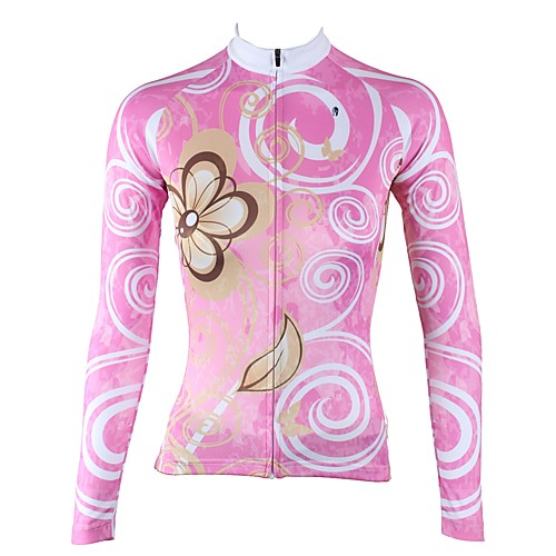 

ILPALADINO Women's Long Sleeve Cycling Jersey Winter Fleece Elastane Pink Floral Botanical Bike Jersey Top Mountain Bike MTB Road Bike Cycling Thermal / Warm Fleece Lining Ultraviolet Resistant Sports