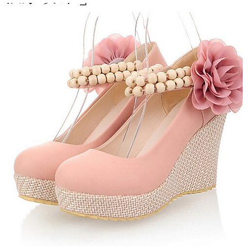 

Women's Heels Glitter Crystal Sequined Jeweled Wedge Heel PU Fall Pink / Blue / Beige / Daily