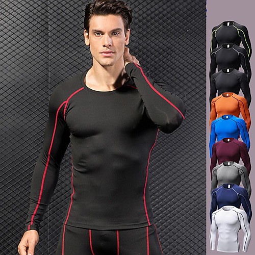 

Men's Sweatshirt Solid Color Elastane Running Fitness Gym Workout Top Long Sleeve Activewear Breathable Quick Dry Anatomic Design Sweat-wicking High Elasticity Slim