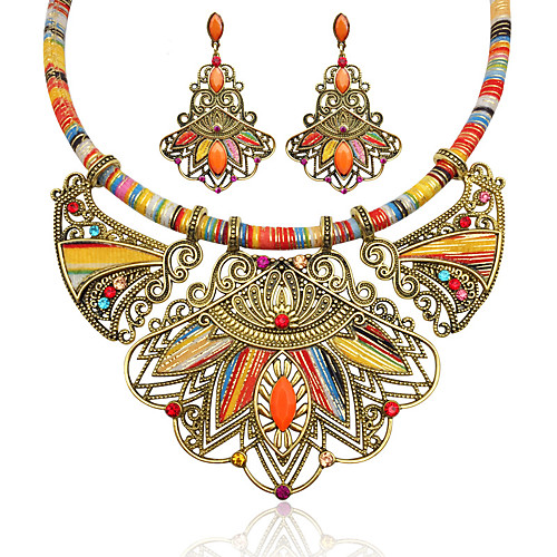 

Women's Multicolor Synthetic Diamond Drop Earrings Statement Necklace Geometrical Flower Ladies Luxury Bohemian Ethnic Elegant African Resin Rhinestone Earrings Jewelry Rainbow For Party Festival 1