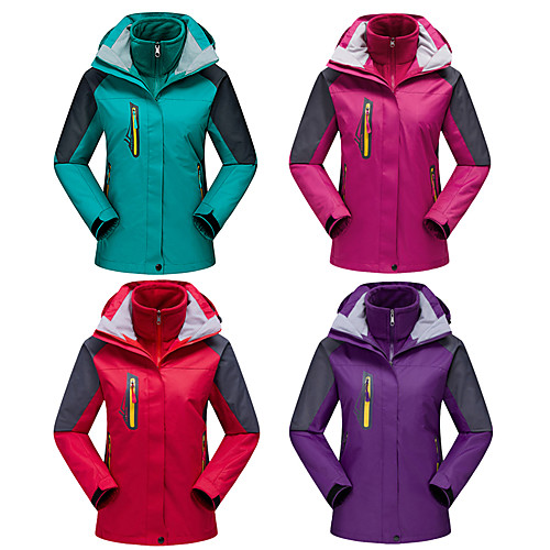 

Women's Hiking 3-in-1 Jackets Hiking Jacket Winter Outdoor Thermal / Warm Waterproof Windproof Fleece Lining 3-in-1 Jacket Winter Jacket Top Full Length Visible Zipper Skiing Camping / Hiking Hunting