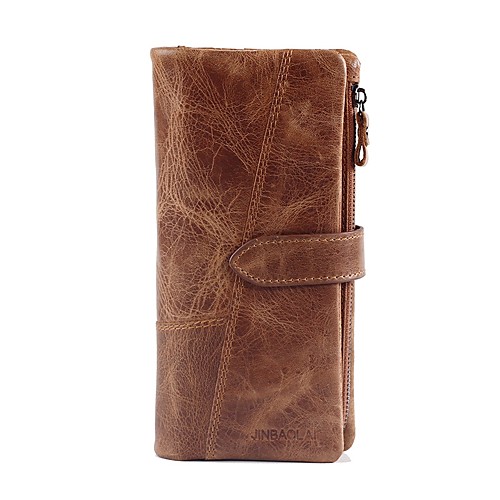 

Men's Zipper Nappa Leather Wallet Solid Color Coffee / Brown / Fall & Winter