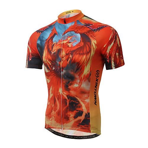 

XINTOWN Men's Short Sleeve Cycling Jersey Red Phoenix Bike Jersey Top Mountain Bike MTB Road Bike Cycling Breathable Quick Dry Ultraviolet Resistant Sports Elastane Terylene Lycra Clothing Apparel