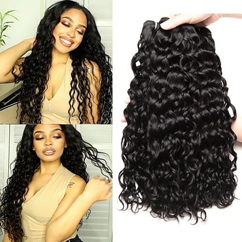 

4 Bundles Brazilian Hair Water Wave Human Hair 400 g Natural Color Hair Weaves / Hair Bulk Bundle Hair One Pack Solution 8-28 inch Natural Natural Color Human Hair Weaves Extender Silky Best Quality