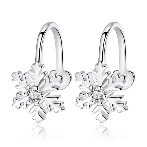 

Women's Clip on Earring Classic Snowflake Ladies Cute Rhinestone Earrings Jewelry Silver For Christmas Daily 1 Pair