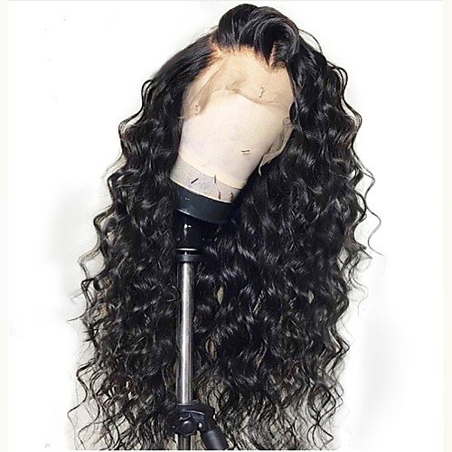 

Remy Human Hair Unprocessed Human Hair Full Lace Wig Layered Haircut style Brazilian Hair Loose Wave Black Wig 130% Density with Baby Hair Natural Hairline Unprocessed 100% Hand Tied Women's Long