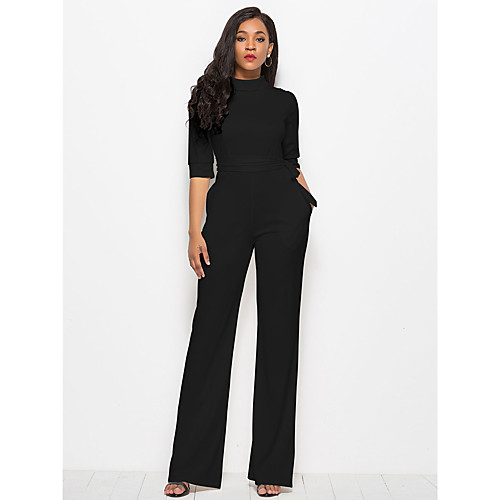 

Women's Plus Size Streetwear Daily White Black Red Jumpsuit Solid Colored / Wide Leg / Sexy