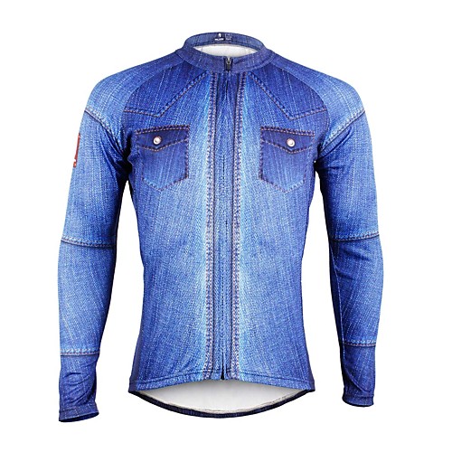 

ILPALADINO Men's Long Sleeve Cycling Jersey Winter Fleece Elastane Blue Bike Jersey Top Mountain Bike MTB Road Bike Cycling Thermal / Warm Fleece Lining Ultraviolet Resistant Sports Clothing Apparel