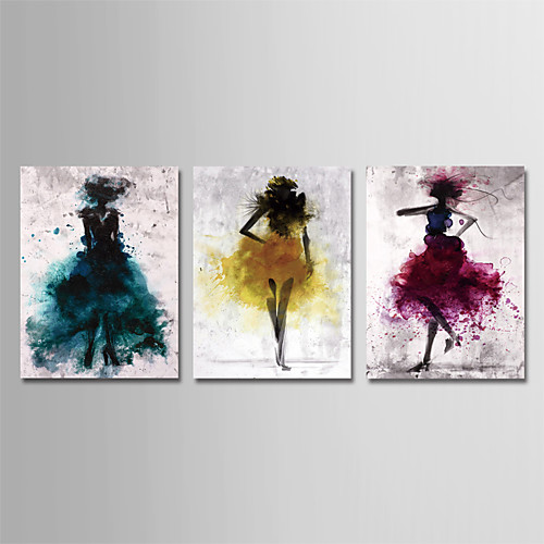 

Print Stretched Canvas Prints - Abstract People Modern Three Panels Art Prints