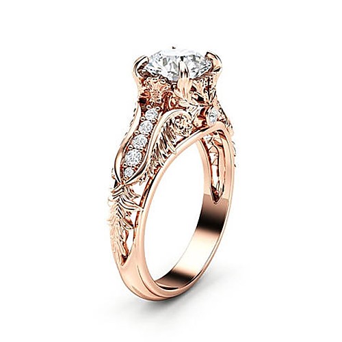 

Women's Ring AAA Cubic Zirconia 1pc Silver Rose Gold Copper Platinum Plated Rose Gold Plated Four Prongs Ladies Trendy Korean Wedding Party Jewelry Hollow Out Round Cut Pave Flower Petal Lovely