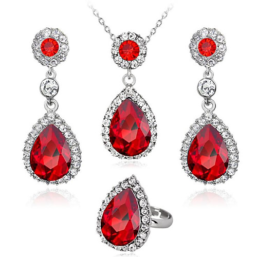 

Women's White Sapphire Crystal Bridal Jewelry Sets Classic two stone Drop Ladies Fashion Elegant Earrings Jewelry Red / Green / Blue For Wedding Party Masquerade Engagement Party Prom Promise 1 set
