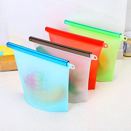 

Food-grade silicone vacuum storage bags sealed bag frozen soup thickened heating food pouch Refrigerator reusable Food Organizer