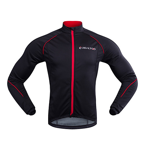 

Realtoo Men's Cycling Jacket Bike Winter Fleece Jacket Sports Winter Black / Red Mountain Bike MTB Road Bike Cycling Clothing Apparel Bike Wear / Micro-elastic