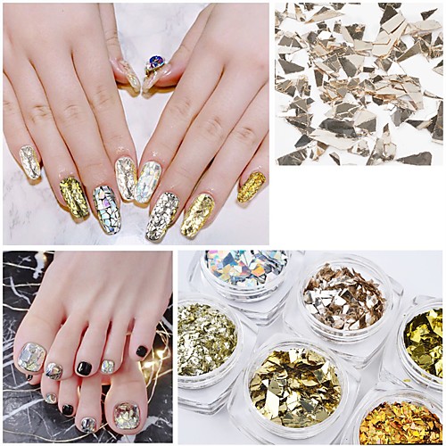 

6 pcs PVC(PolyVinyl Chloride) Nail Kits Classic Color-Changing Best Quality Trendy Fashion Party / Evening Daily Festival Glitter Powder Sequins for Finger Nail Toe Nail
