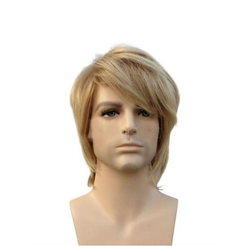 

Synthetic Wig Straight Asymmetrical Wig Blonde Short Light golden Synthetic Hair 23 inch Men's Youth Blonde