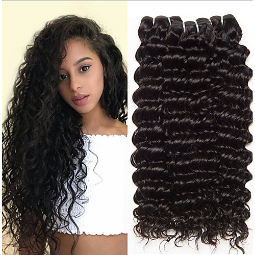 

4 Bundles Hair Weaves Peruvian Hair Deep Curly Human Hair Extensions Remy Human Hair 100% Remy Hair Weave Bundles 400 g Natural Color Hair Weaves / Hair Bulk Human Hair Extensions 8-28 inch Natural