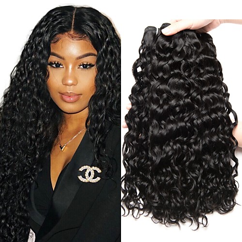 

3 Bundles Peruvian Hair Water Wave Human Hair 300 g Natural Color Hair Weaves / Hair Bulk Bundle Hair One Pack Solution 8-28 inch Natural Color Human Hair Weaves Classic Best Quality For Black Women