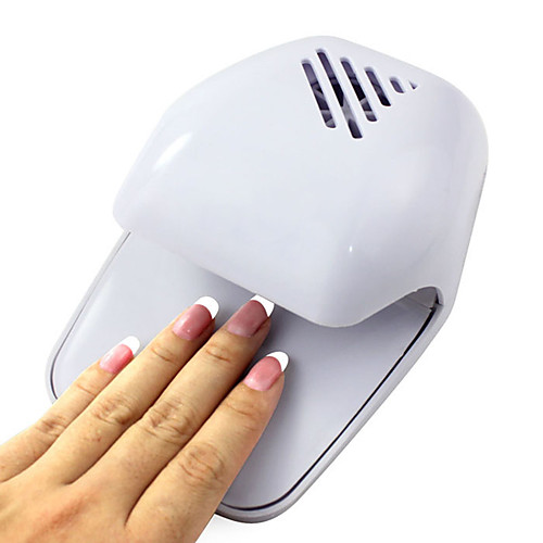 

electric wind automatic pressure activates nail dryer white tip fan powered by 2 aa battery