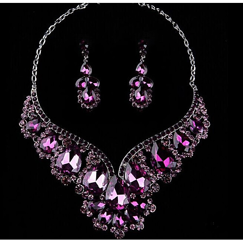 

Women's Multicolor Cubic Zirconia Amethyst High End Crystal Drop Earrings Bib necklace Pear Statement Ladies Stylish Luxury Romantic Elegant Rhinestone Earrings Jewelry Purple / Red / Blue For