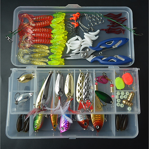 

111 pcs Lure kit Fishing Lures Spoons Crank Pencil Popper Vibration / VIB Worm Easy to Carry Easy to Use Sinking Bass Trout Pike Worm Hooks Jig Head Sea Fishing Fly Fishing Bait Casting