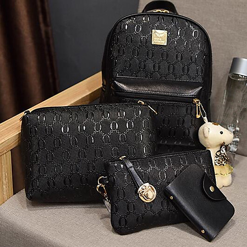 

Women's PU Bag Set Bag Sets Solid Color 4 Pieces Purse Set Black / Beige / Fall & Winter