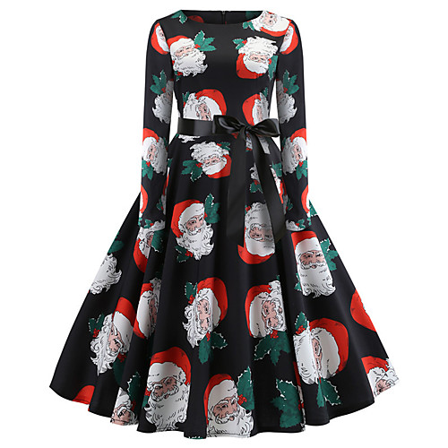 

Santa Claus Christmas Dress Women's Adults' Leisure Christmas Christmas Polyester Dress