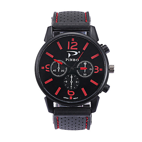 

Men's Sport Watch Quartz Silicone Black Casual Watch Analog Fashion - Red Green Blue