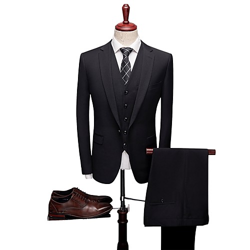 

Tuxedos Standard Fit Notch Single Breasted One-button Polyester Solid Colored