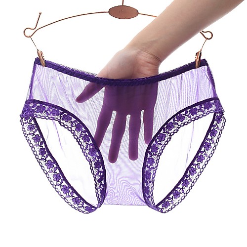 

Women's Lace / Cut Out Super Sexy Shorties & Boyshorts Panties / Boxers Underwear - Plus Size, Solid Colored Low Waist White Black Purple M L XL