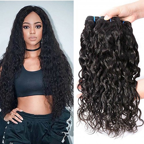 

4 Bundles Eurasian Hair Water Wave Human Hair Unprocessed Human Hair 200 g Natural Color Hair Weaves / Hair Bulk Extension Bundle Hair 8-28 inch Natural Color Human Hair Weaves Soft Best Quality New