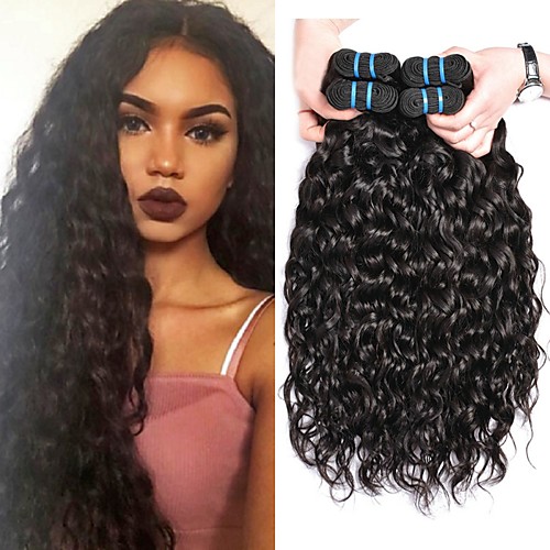 

4 Bundles Hair Weaves Brazilian Hair Water Wave Human Hair Extensions Remy Human Hair 100% Remy Hair Weave Bundles 400 g Natural Color Hair Weaves / Hair Bulk Human Hair Extensions 8-28 inch Natural