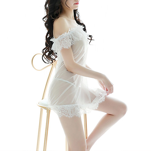 

Women's Lace Super Sexy Suits Nightwear Solid Colored White / Black One-Size / Off Shoulder