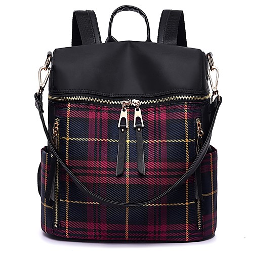 

Women's PU School Bag Rucksack Commuter Backpack Large Capacity Zipper Geometric Pattern Sports & Outdoor Daily Backpack Blue Red