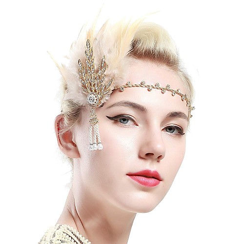 

The Great Gatsby Charleston Vintage 1920s Flapper Headband Women's Feather Costume Head Jewelry Black / Golden Vintage Cosplay Party Prom Sleeveless / Headwear / Headwear