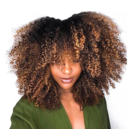

Dolago Short Bob Human Hair Wigs 250% Density with Baby Hair Ombre Blonde Kinky Curly 4x4 Closure Lace Front Wig