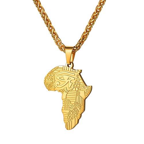 

Men's Pendant Necklace Classic Map Eyes The Eye of Horus Fashion Africa Hip Hop Stainless Steel Rose Gold Black Gold Silver RoseGolden Letter 55 cm Necklace Jewelry For Gift Daily