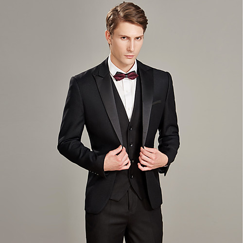 

Tuxedos Tailored Fit Peak Single Breasted One-button Wool / Polyester Solid Colored